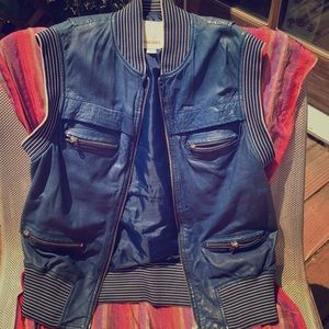 Blue leather vest